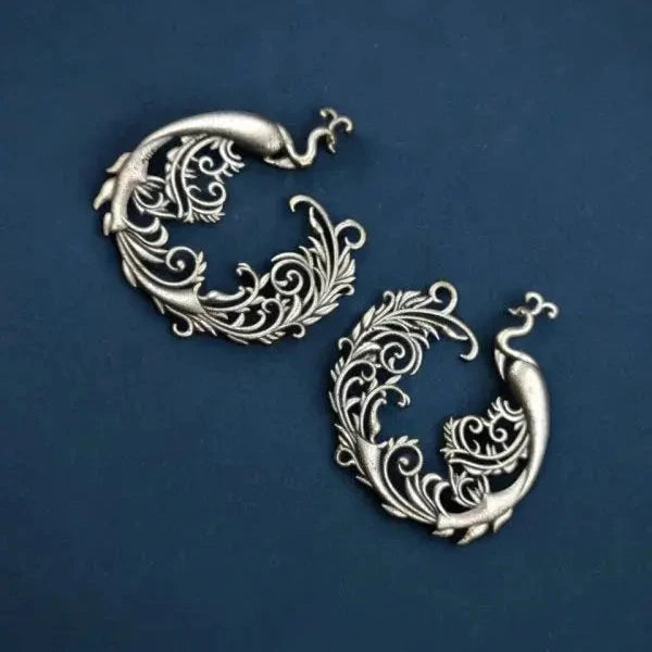Best Floral Art Peacock Earrings | Silver Replica Peacock - VibrantVeils Inc