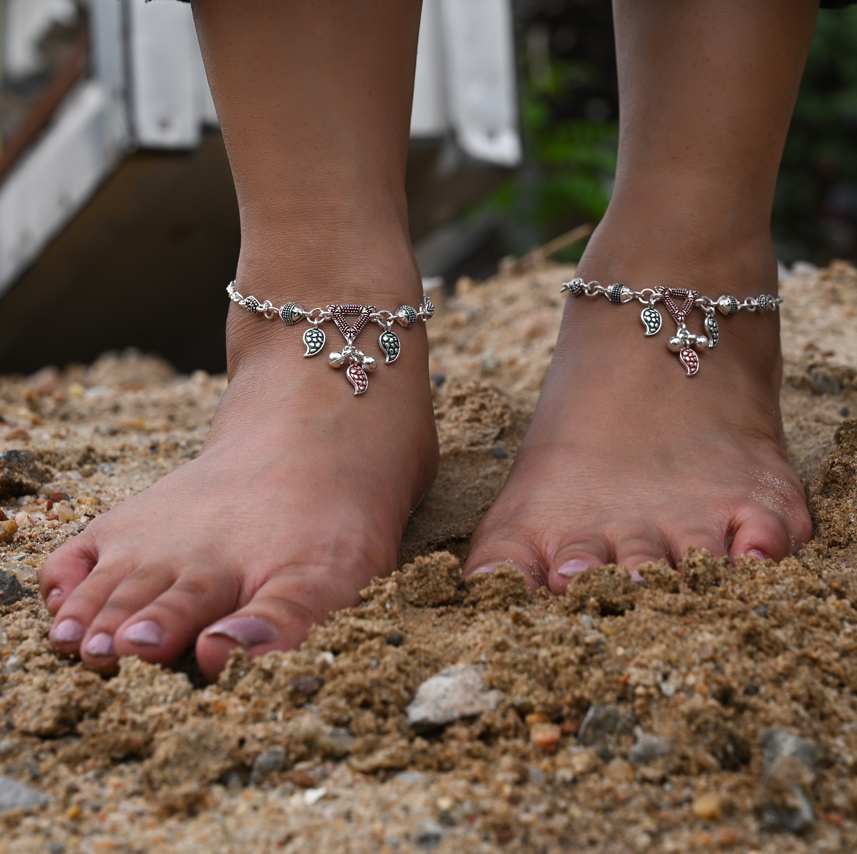 VIBRANT VEILS Bohemian Breeze, Jaipur Jingle, Tribal Triangle Anklets