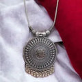 Vibrant Veils Affordable Oxidised Round Pendant with Chain