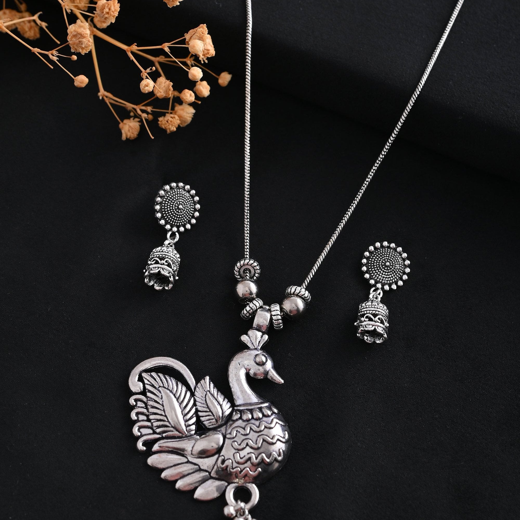 Vibrant Veils Bird Necklace | Best Silver Plated Chain Pendent