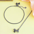 Vibrant Veils Bowknot Sleek Serpent Sterling Bow Anklet