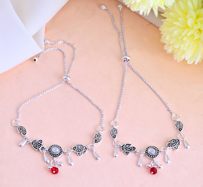 Vibrant Veils Silver Replica Fish Design Anklet