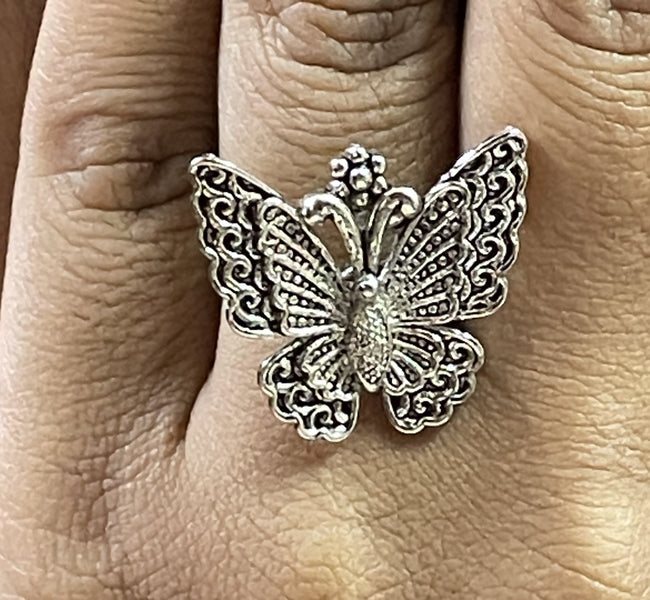 Vibrant Veils Butterfly Design Rings