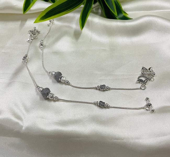 Vibrant Veils Silver Replica Big Beeded Anklet