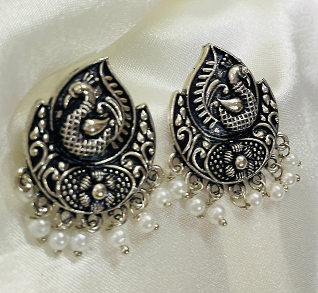 Vibrant Veils Peacock Design Jhumkas