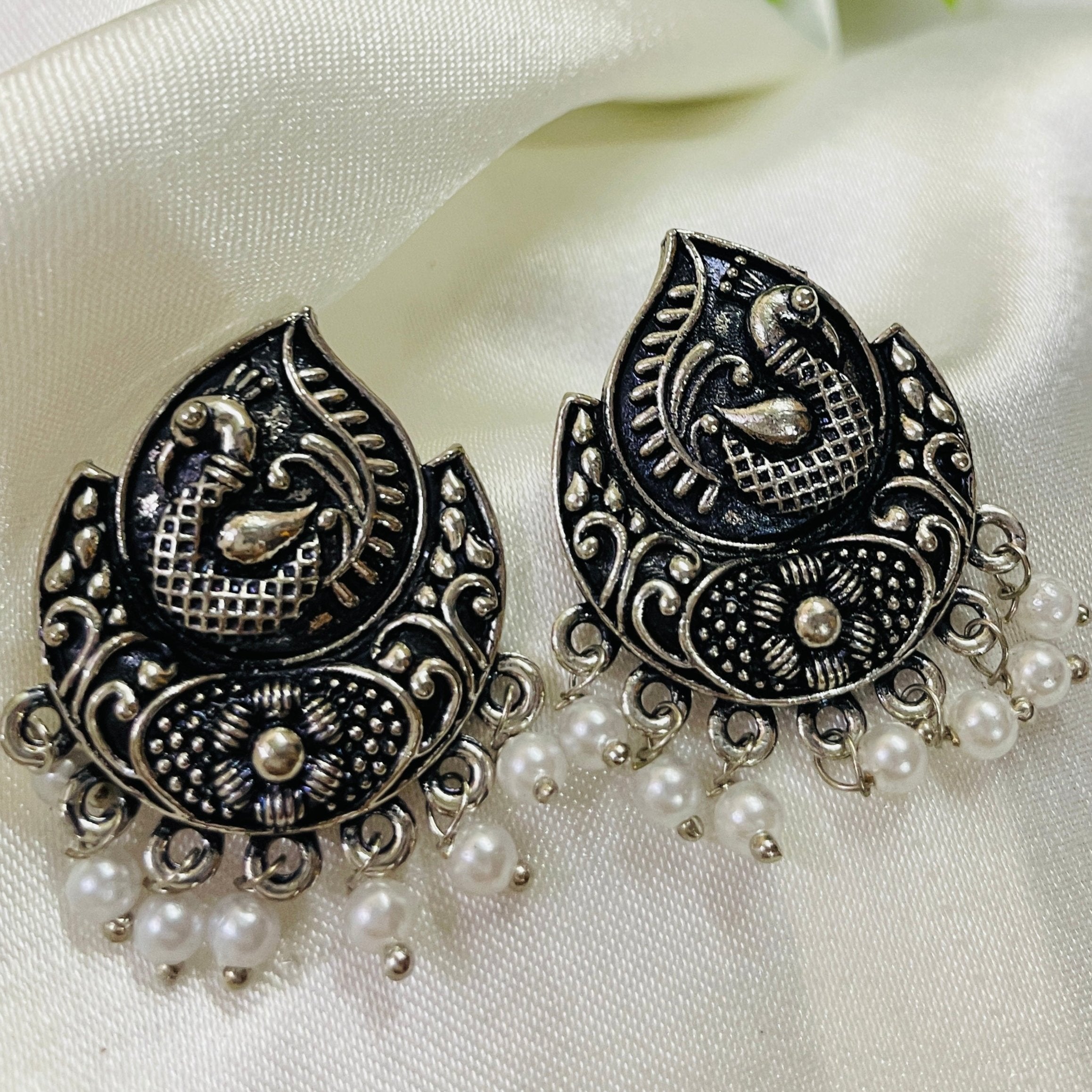 Vibrant Veils Peacock Design Jhumkas