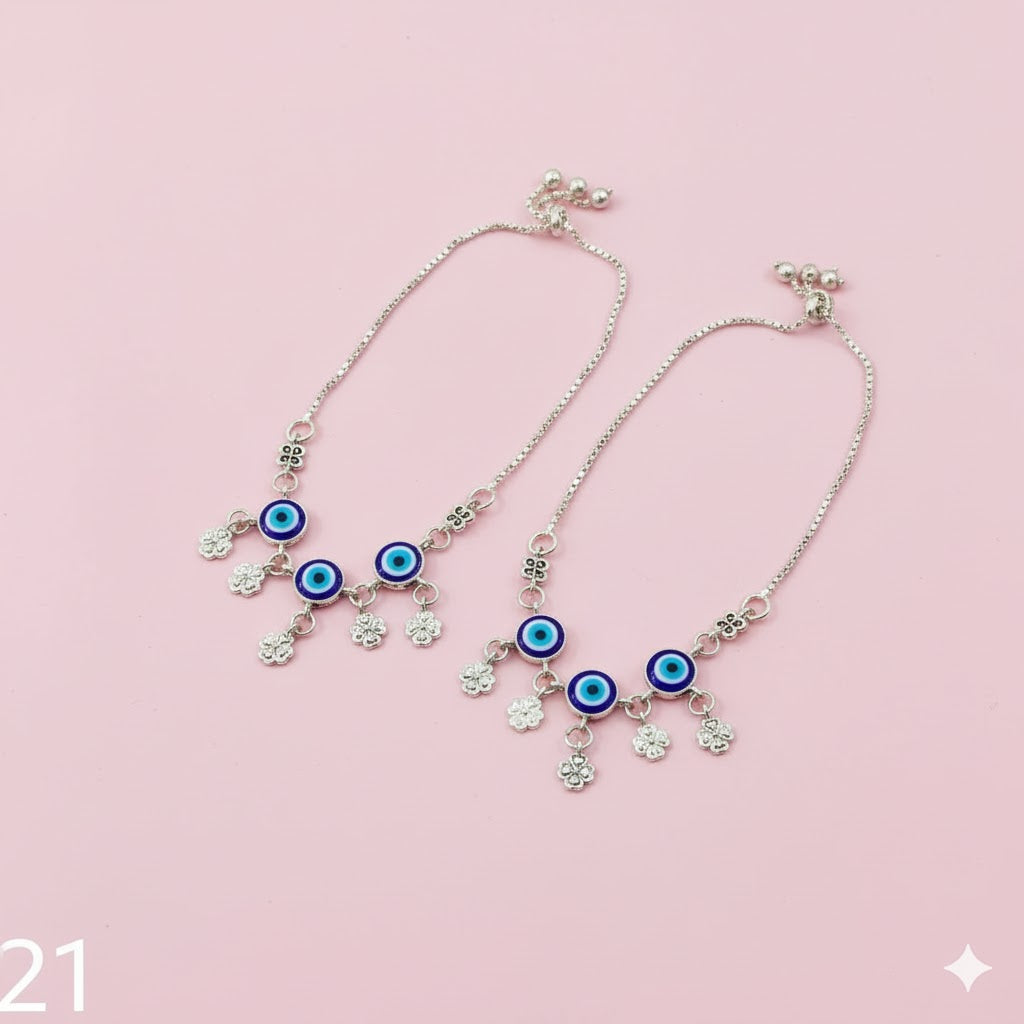 VIBRANT VEILS Blue Evil Eye Protection Anklets