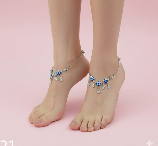 VIBRANT VEILS Blue Evil Eye Protection Anklets
