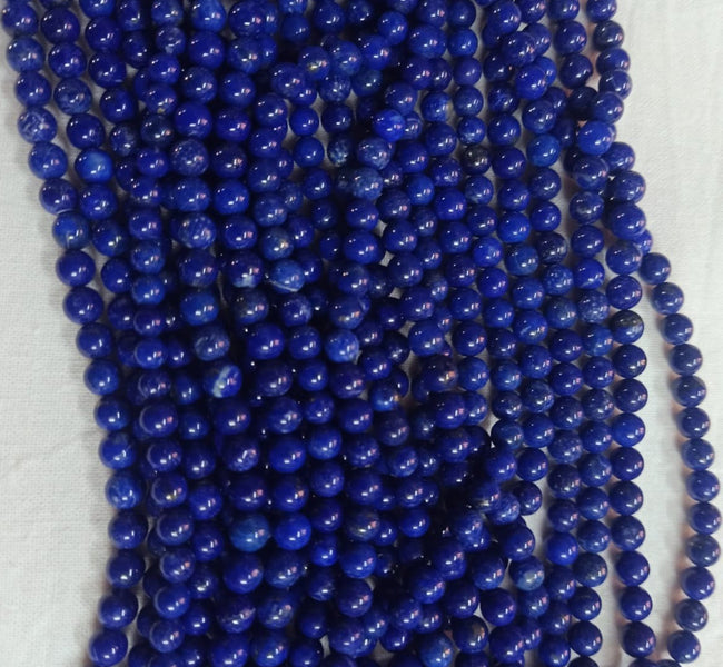 Vibrant Veils Lapis Lazuli Round Beads