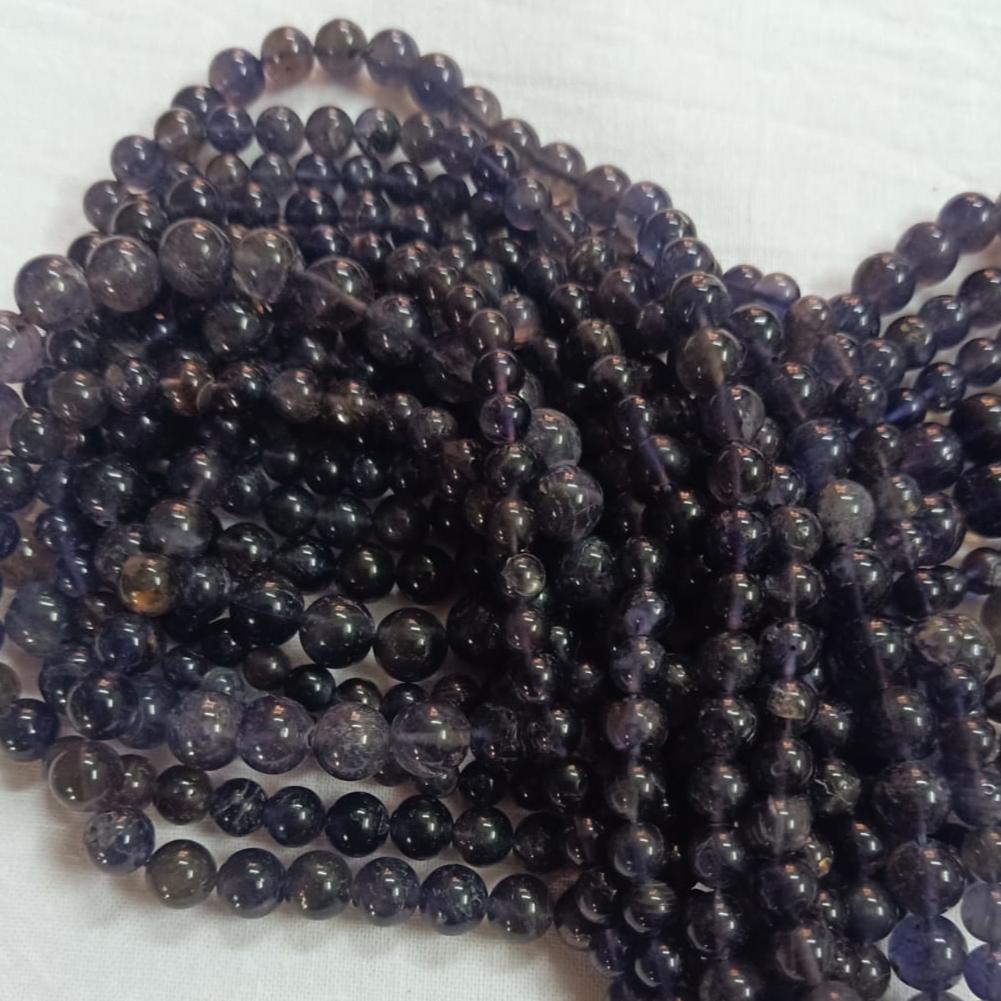 Iolite Gemstone Round Beads