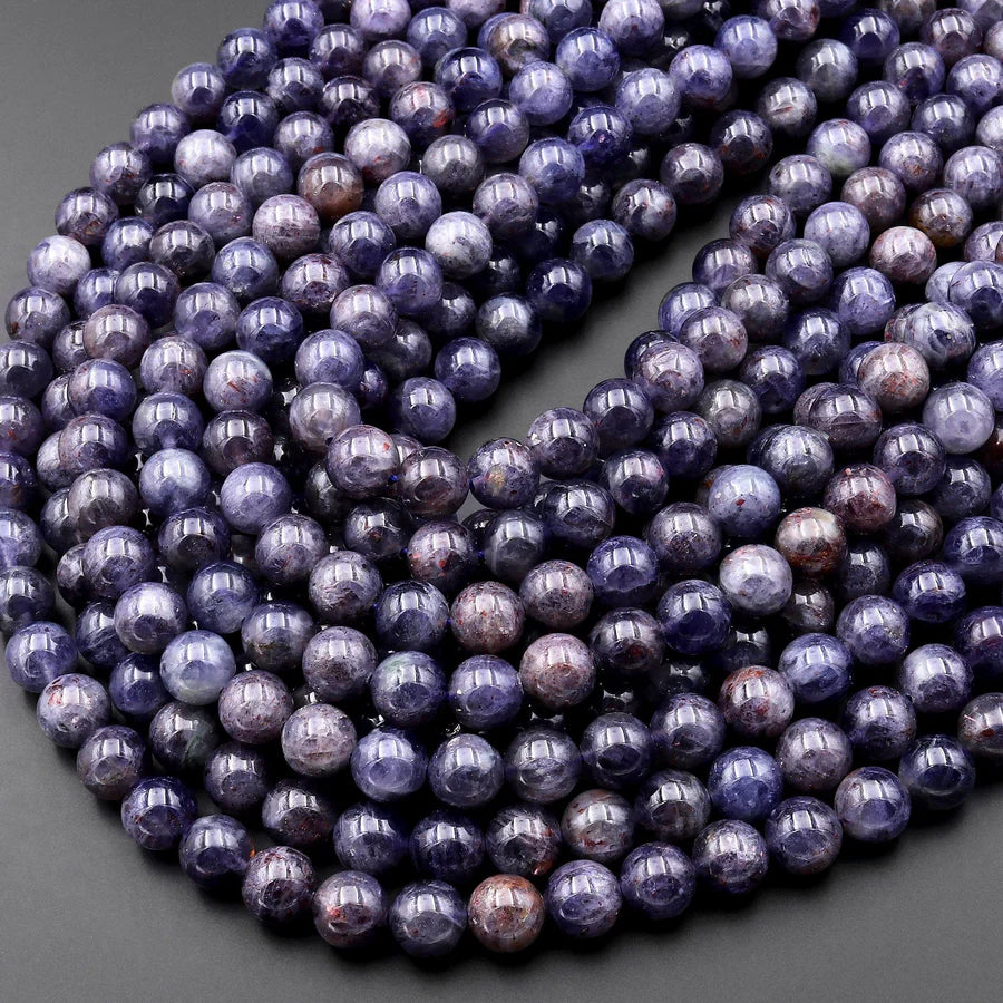 Iolite Gemstone Round Beads