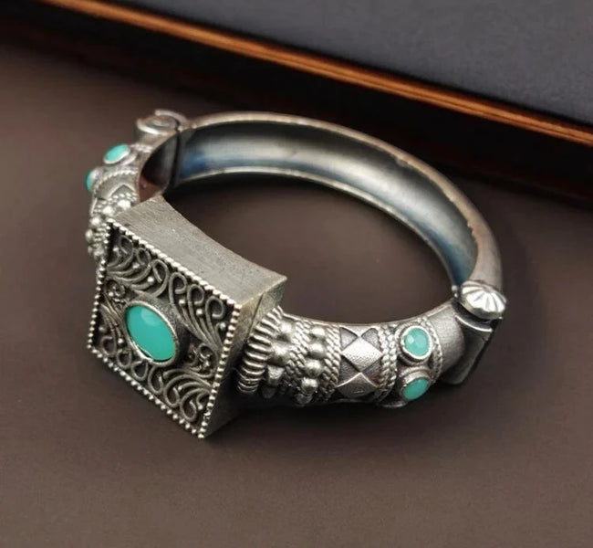 Vibrant Veils Silver Look Bangle | Free Size Openable Kada Bangle