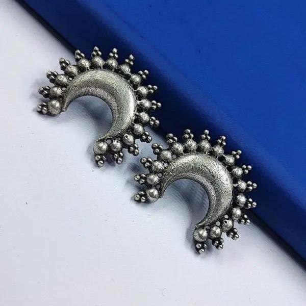 Premium Quality Oxidised Stud Earrings - Silver Look Like Stud - VibrantVeils VibrantVeils