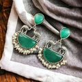 Vibrant Veils Designer Camel Earrings - Unique Stone Work Dangler Stud