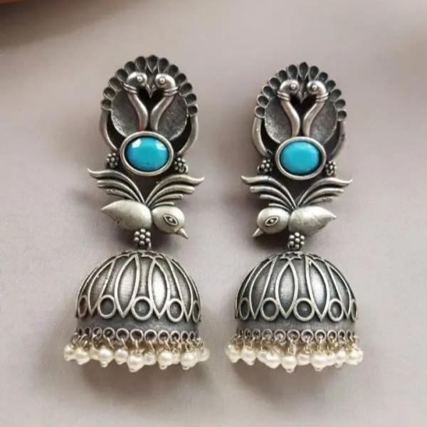 Fashion-forward Best Oxidised Replica Bird Jhumka Earrings - VibrantVeils VibrantVeils