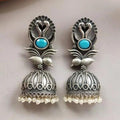 Vibrant Veils Fashion-forward Best Oxidised Replica Bird Jhumka Earrings