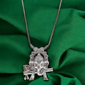 Vibrant Veils Ganesha Flute German Silver Oxidized Necklace With Delicate Work