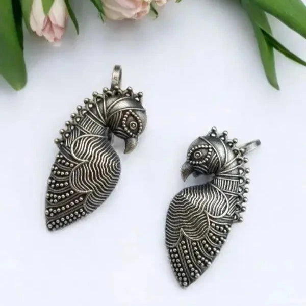 Parrot Earcuff | Silver Replica Earrings | Unique Ear Cuff Style Jewelry - VibrantVeils Inc